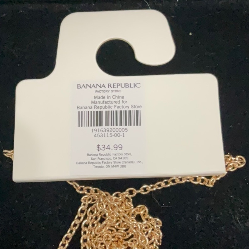 Banana Republic NWT Goldtone & Gray Beaded Necklace 28” - Picture 4 of 4